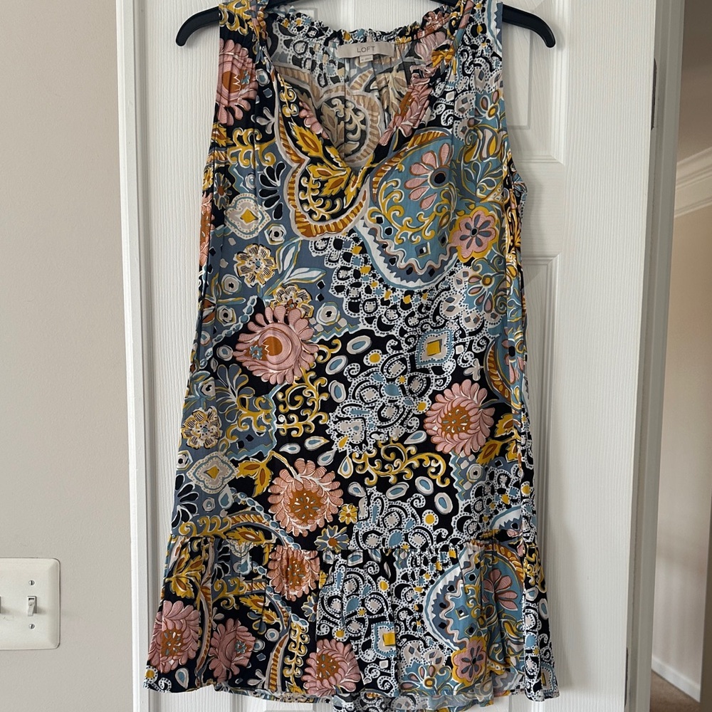 Loft, XS, Floral Paisley Sleeveless Dress